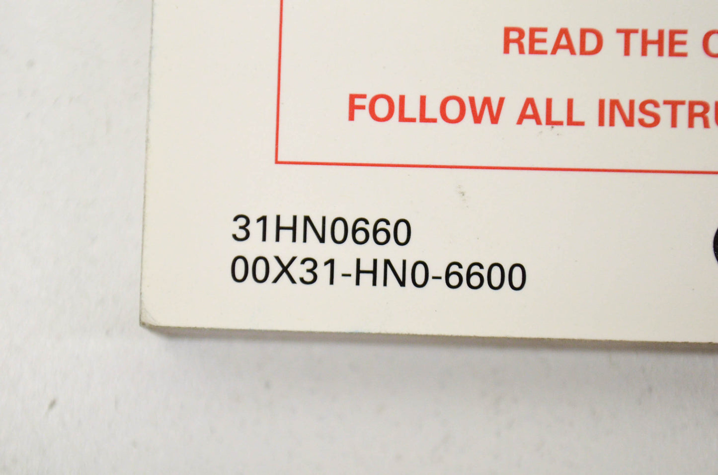 OEM Honda 31HN0660 Owner's Manual TRX450FM E 04