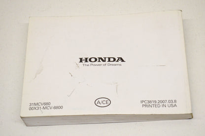 OEM Honda Owner's Manual 08 VTX 08 VTX1800T/N. NOS