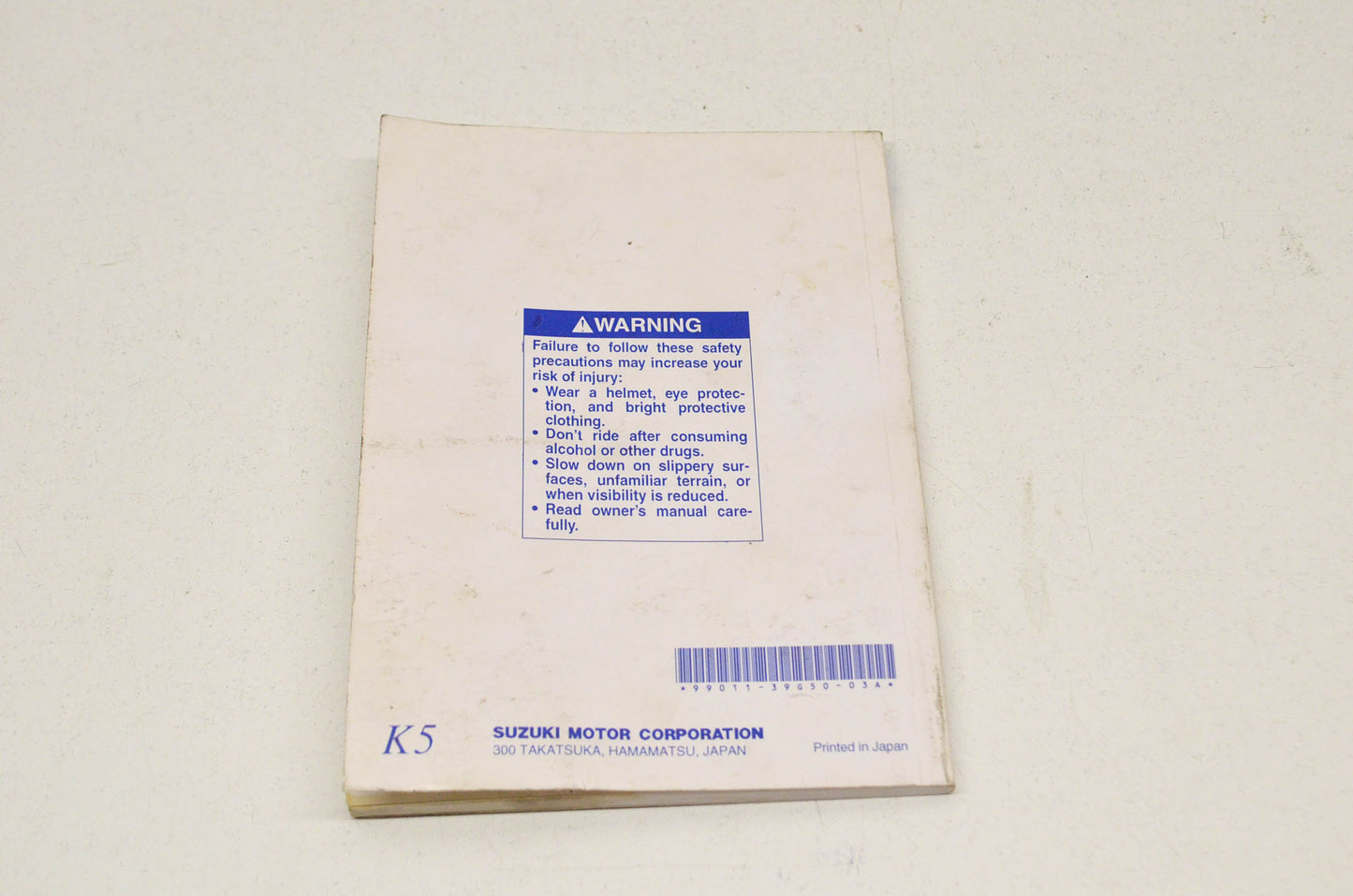 OEM Suzuki 99011-39G50-03A Owner's Manual VZ800K5 200