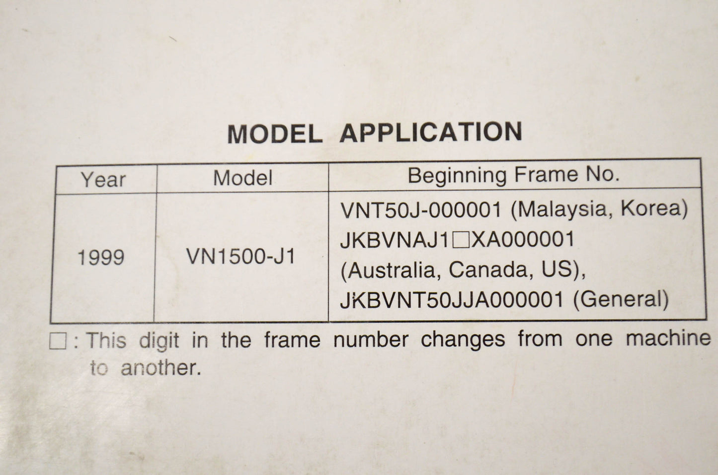 OEM Kawasaki Service Manual Vulcan 1500 Drifter/ VN 1500 Drifter 99 Vulcan 1500