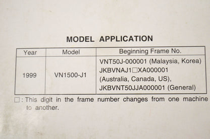 OEM Kawasaki Service Manual Vulcan 1500 Drifter/ VN 1500 Drifter 99 Vulcan 1500