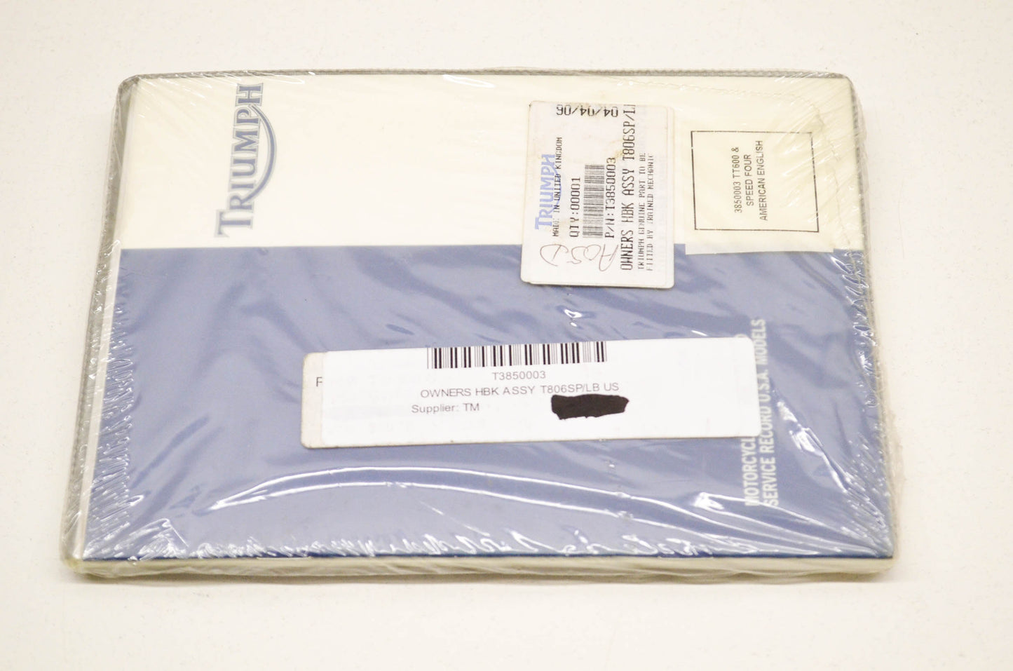 OEM Triumph T3850003 Owner's Handbook Assembly T806SP/LB. NOS