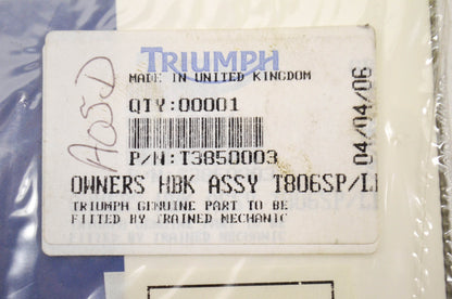 OEM Triumph T3850003 Owner's Handbook Assembly T806SP/LB. NOS