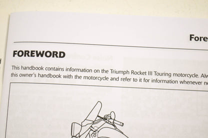 New OEM Triumph Owner's Manual Triumph Rocket III Touring NOS