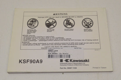 OEM Kawasaki 99987-1538 Owner's Manual KSF90A9