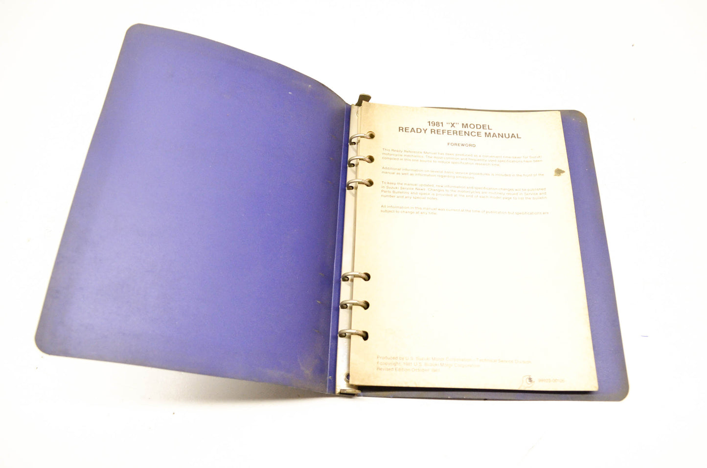 OEM Suzuki 99923-00126, 99923-00404 Ready Reference Manual 1981 'X' Model 1981