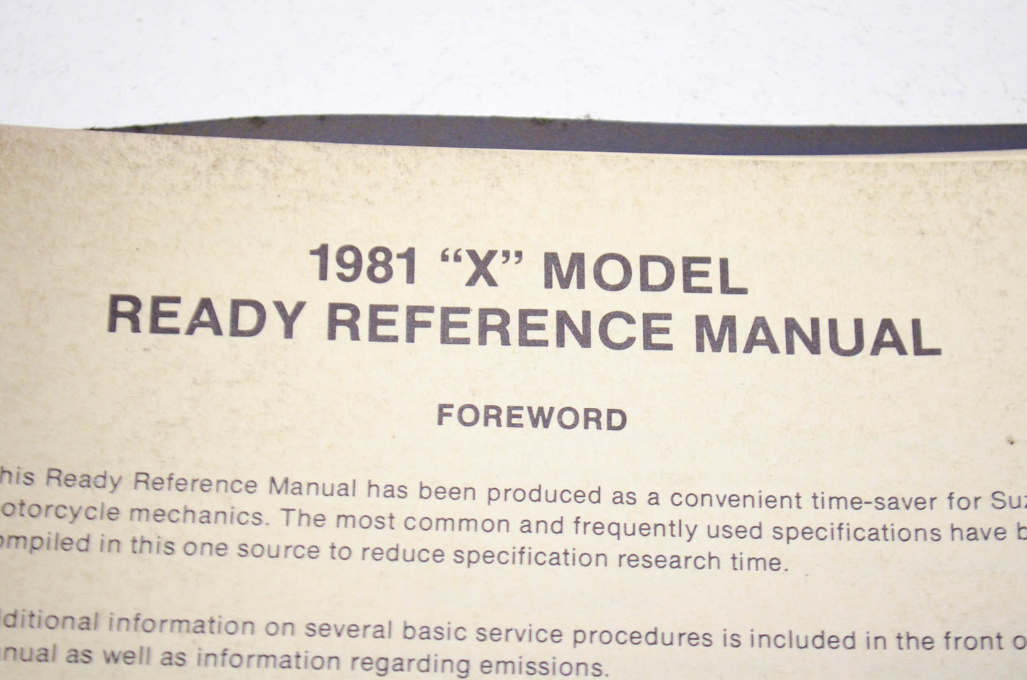 OEM Suzuki 99923-00126, 99923-00404 Ready Reference Manual 1981 'X' Model 1981