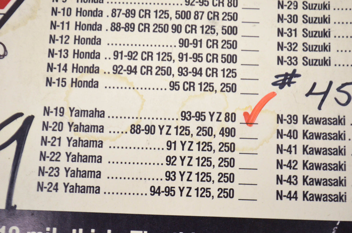 N-Style N01-130 Pre-Cut Number Plate Background Clear YZ80 Yamaha YZ80. NOS