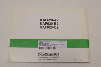 OEM Kawasaki 99920-1758-01 Owner's Manual KAF620A6