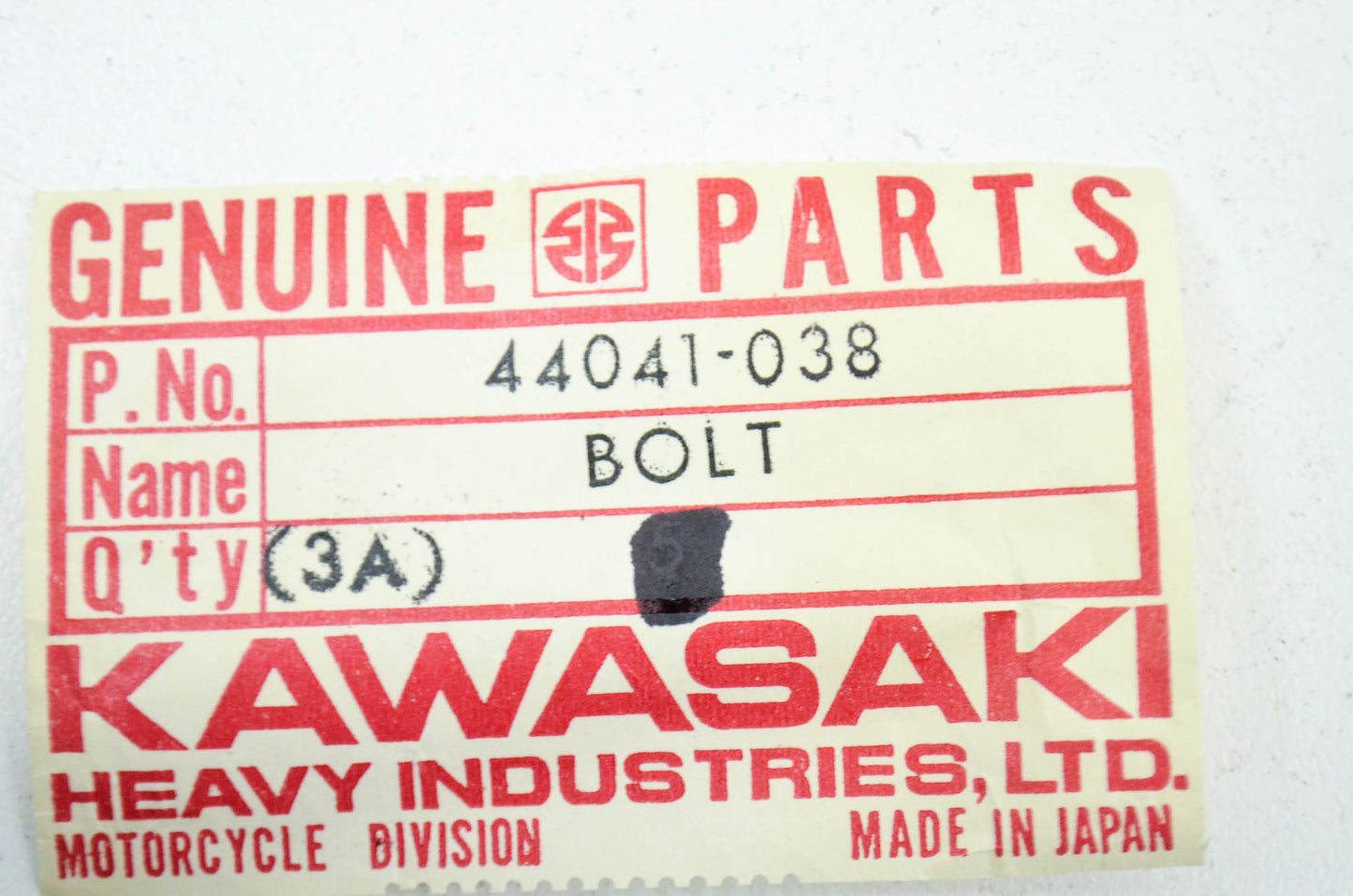 OEM Kawasaki 44041-038 Hex Head Bolt 8X55 NOS