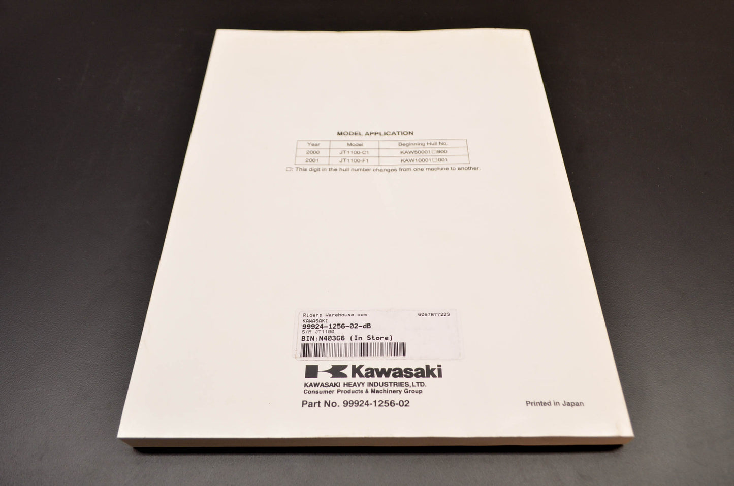 OEM Kawasaki 99924-1256-02 Service Manual JT1100F NOS