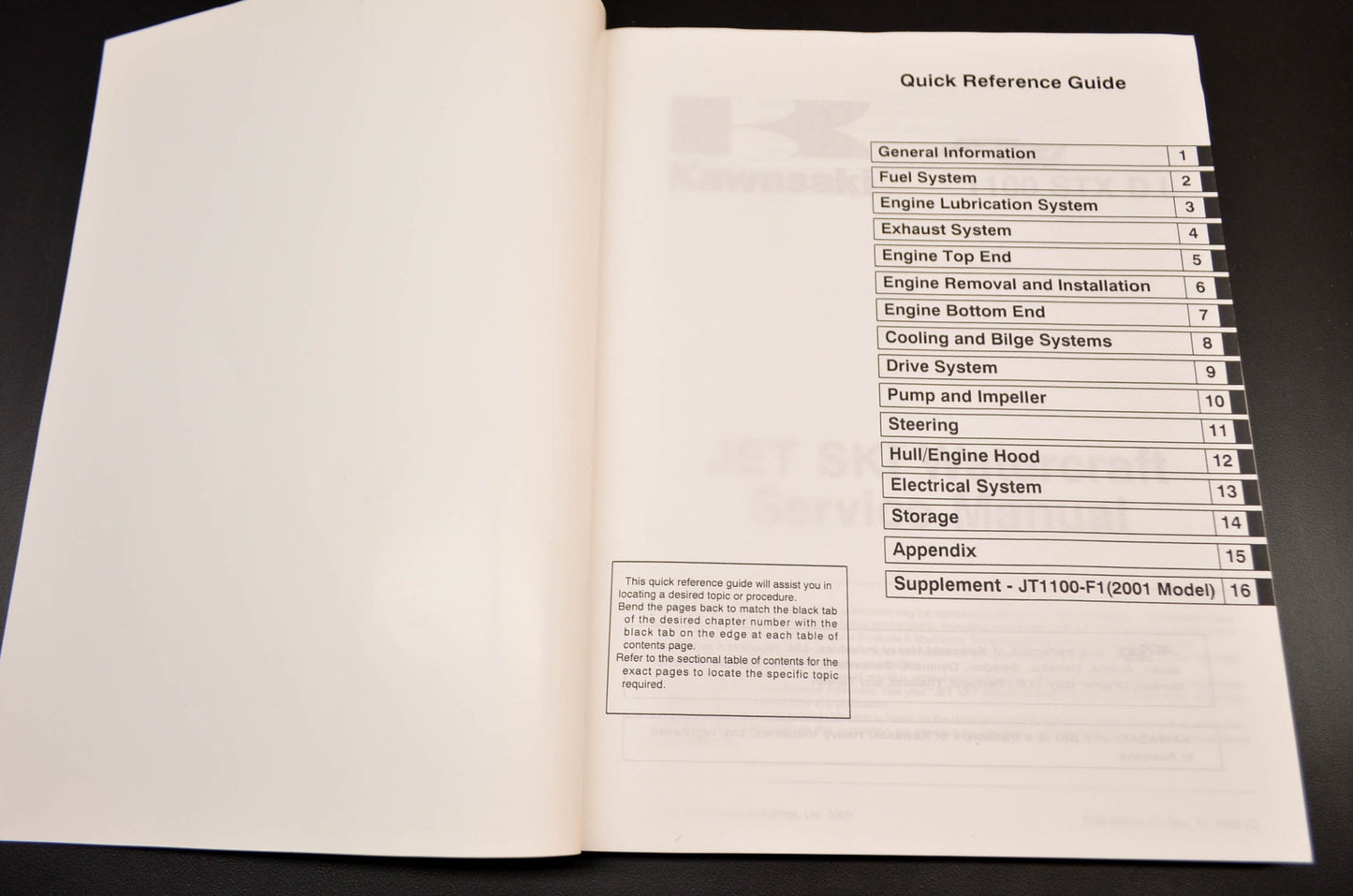 OEM Kawasaki 99924-1256-02 Service Manual JT1100F NOS