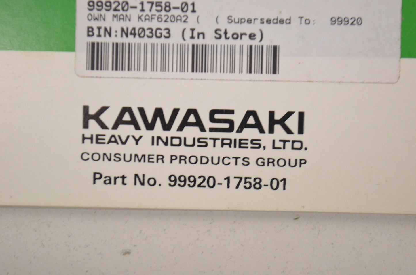 OEM Kawasaki 99920-1758-01 Owner's Manual KAF620A6