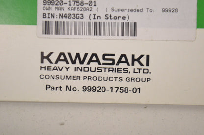 OEM Kawasaki 99920-1758-01 Owner's Manual KAF620A6