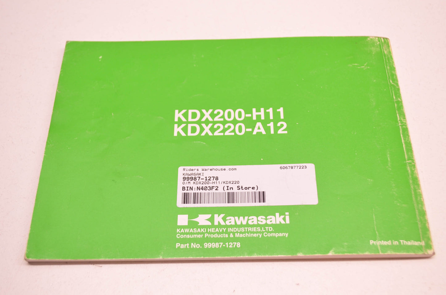 OEM Kawasaki 99987-1278 Owner's Manual KDX200-H11/KDX220