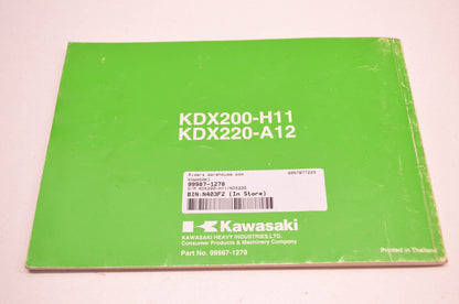 OEM Kawasaki 99987-1278 Owner's Manual KDX200-H11/KDX220