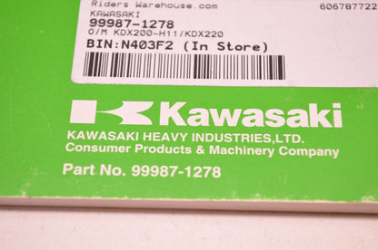 OEM Kawasaki 99987-1278 Owner's Manual KDX200-H11/KDX220