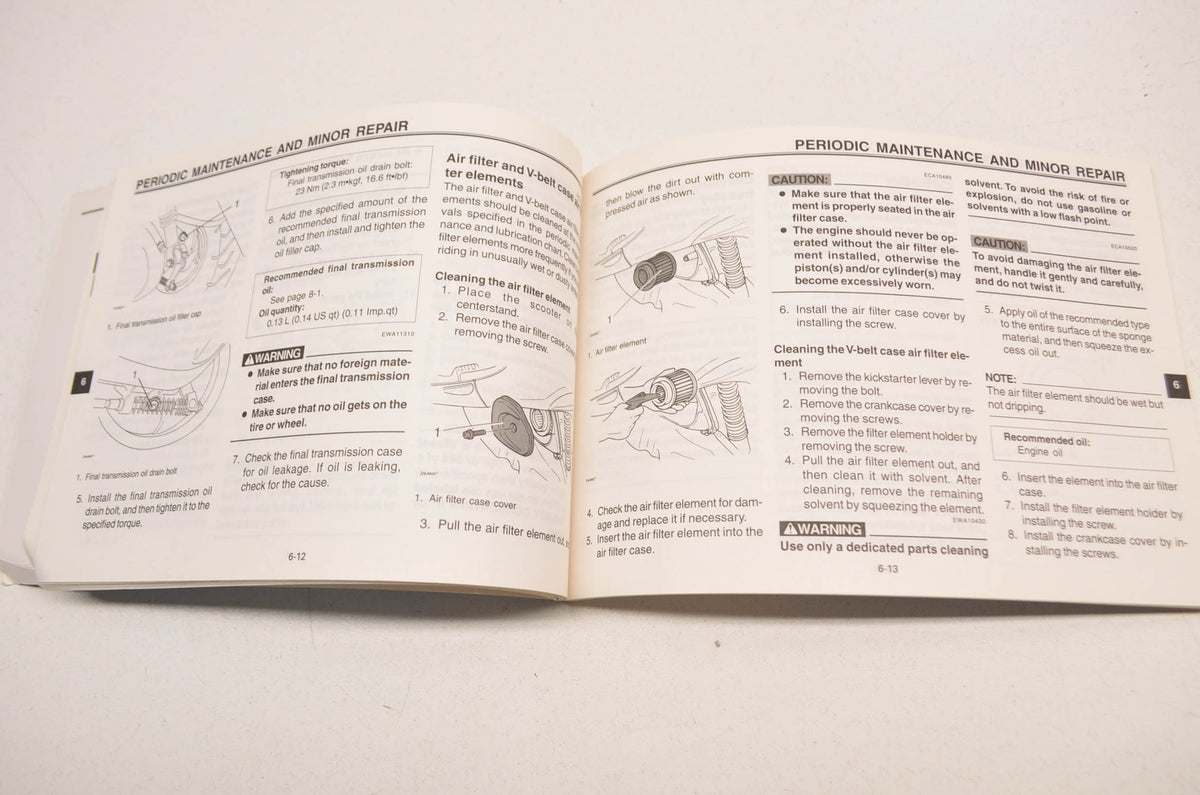 OEM Yamaha LIT-11626-20-37 YJ125W VINO 125 Owner's Manual