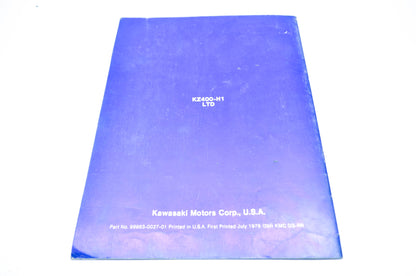 OEM Kawasaki 99963-0027-01 Service Manual Supplement KZ400H1