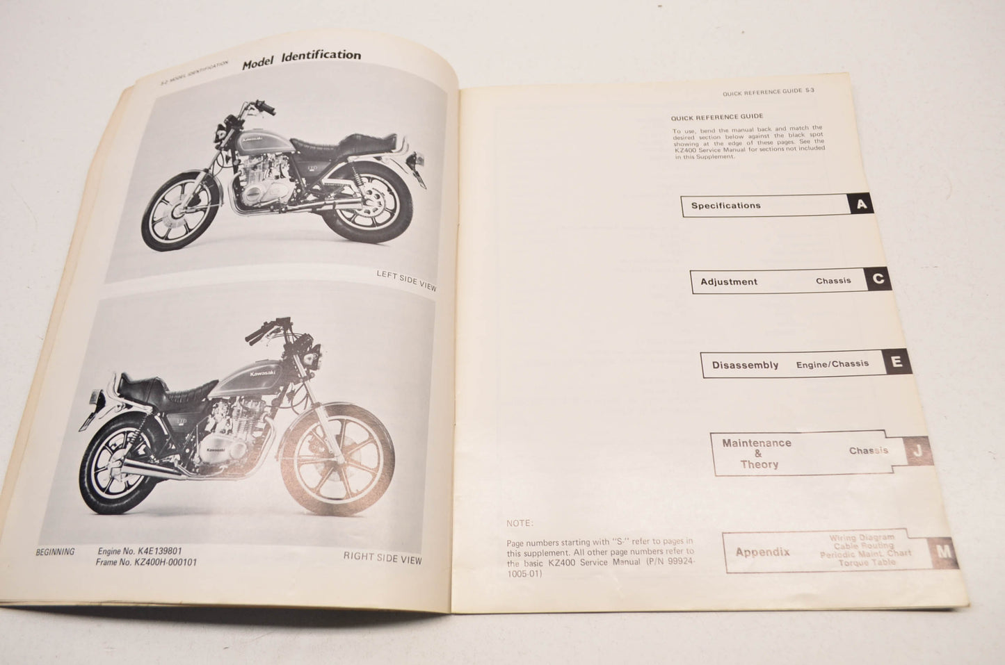OEM Kawasaki 99963-0027-01 Service Manual Supplement KZ400H1