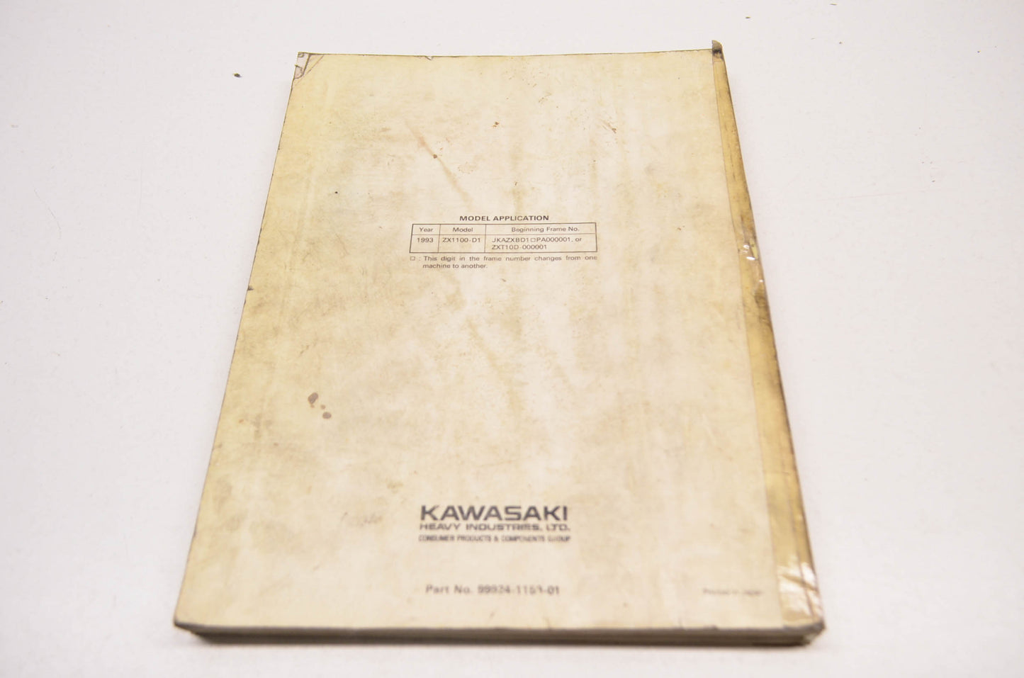 OEM Kawasaki 99924-1159-01 Service Manual ZX1100D