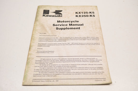 OEM Kawasaki 99924-1168-03 Service Manual KX125/250K