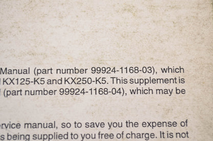 OEM Kawasaki 99924-1168-03 Service Manual KX125/250K