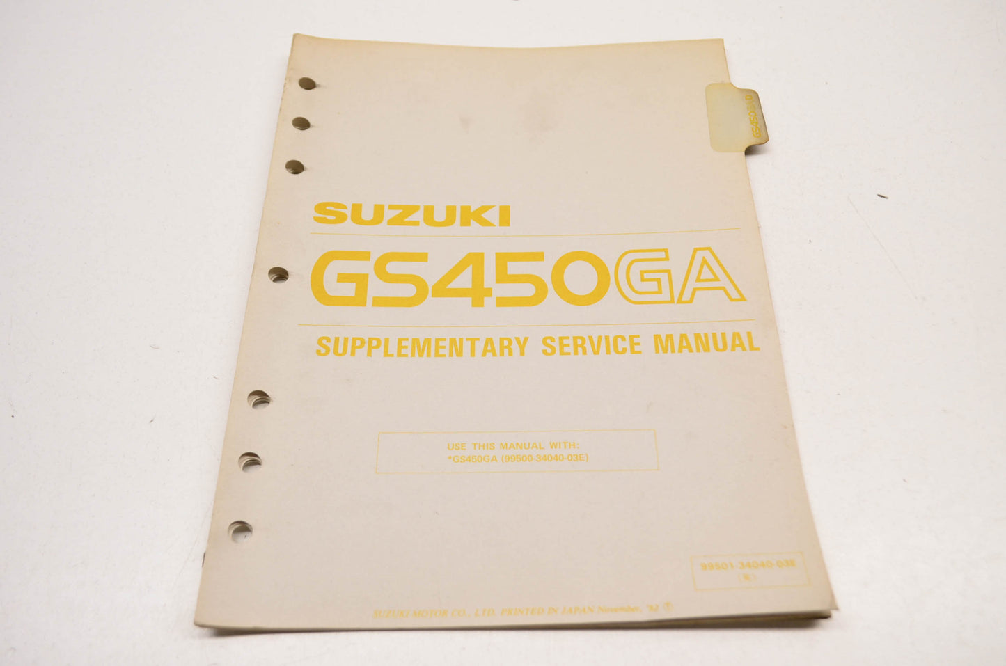 OEM Suzuki 99501-34040-03E GS450GA Supplementary Service Manual