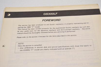 OEM Suzuki 1985 GS300LF Supplementary Service Manual