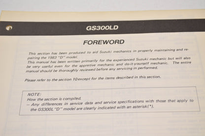 OEM Suzuki 1983 GS300LD Supplementary Service Manual