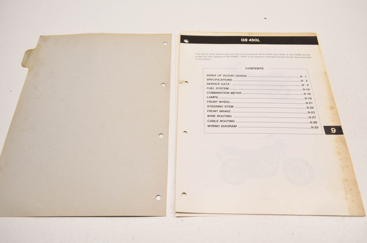 OEM Suzuki 99000-85602-1E3 GS450L Service Manual Supplement