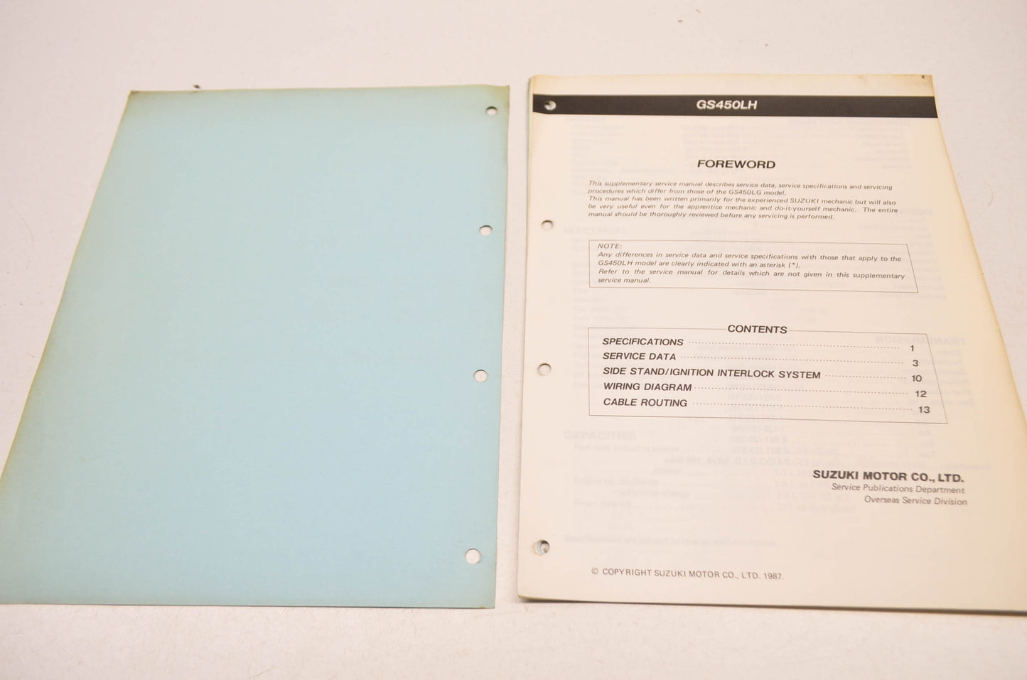 OEM Suzuki 99501-34060-03E GS450LH Supplementary Service Manual