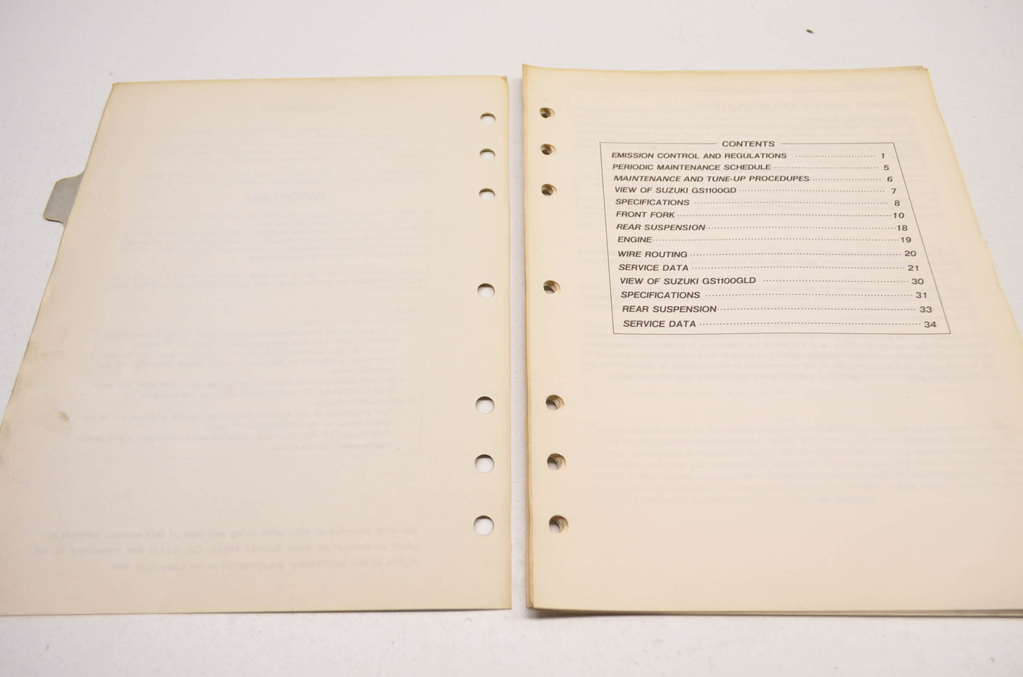 OEM Suzuki GS1100G/GL Supplementary Service Manual