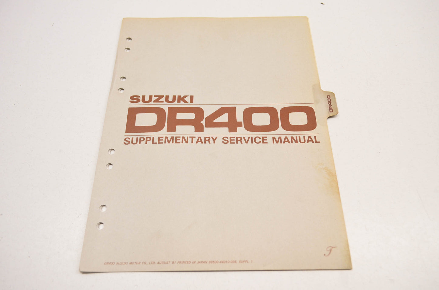 OEM Suzuki 99500-44010-03E DR400 Supplementary Service Manual