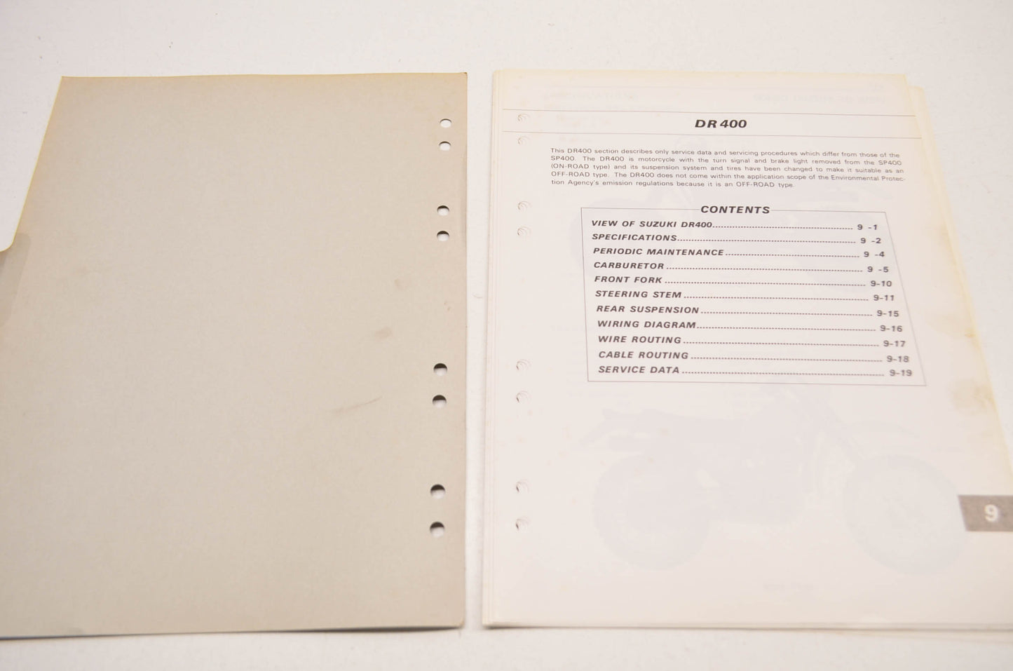 OEM Suzuki 99500-44010-03E DR400 Supplementary Service Manual