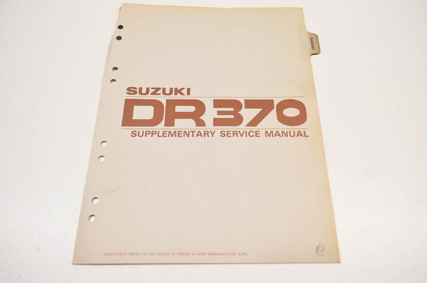 OEM Suzuki 99500-44010-03E DR370 Supplementary Service Manual