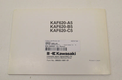 OEM Kawasaki 99920-1891-01 Owner's Manual KAF620A6