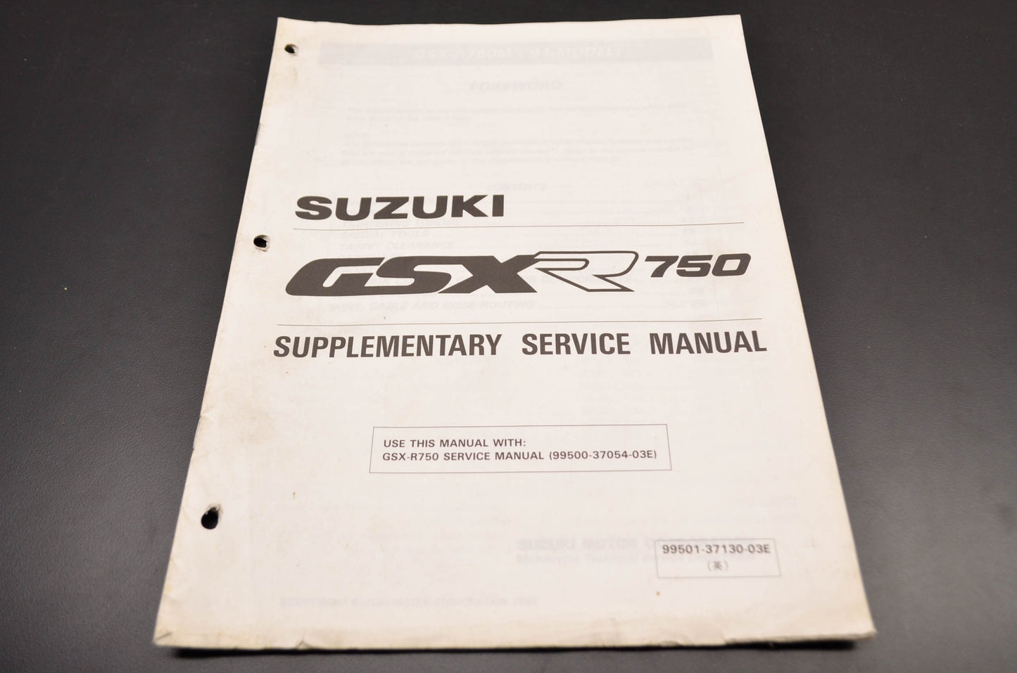 OEM Suzuki 99501-37130-03E GSXR750 Supplementary Service Manual