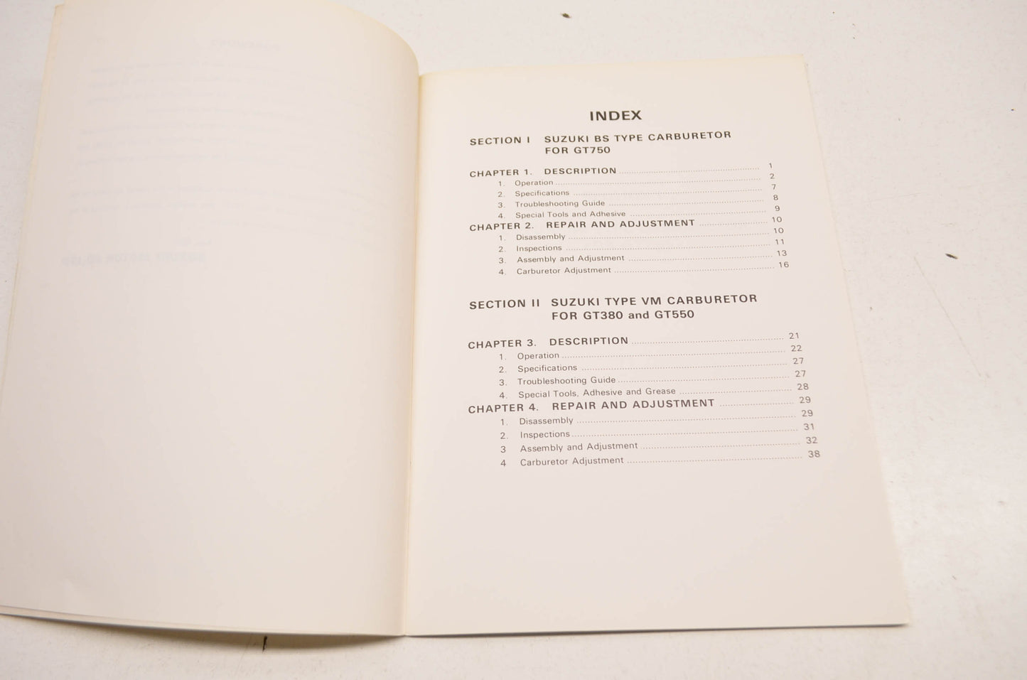 New OEM Suzuki GT380 GT550 GT750 Carburetor Service Manual NOS