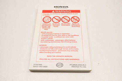 New OEM Honda TRX400EX Sportrax400EX Owner's Manual NOS