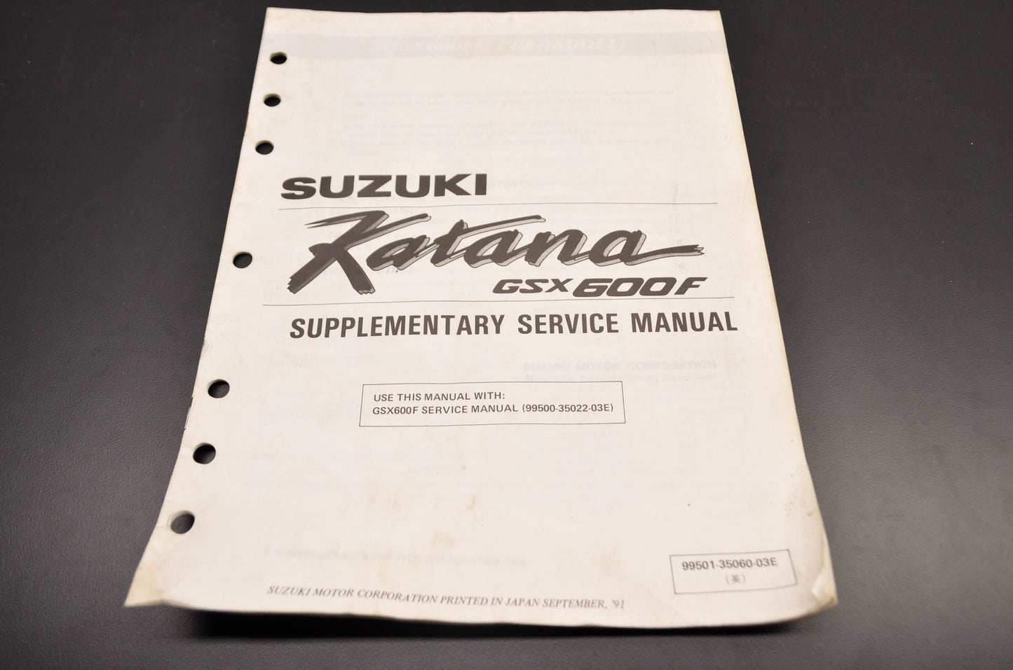 OEM Suzuki 99501-35060-03E Katana GSX600F Supplementary Service Manual