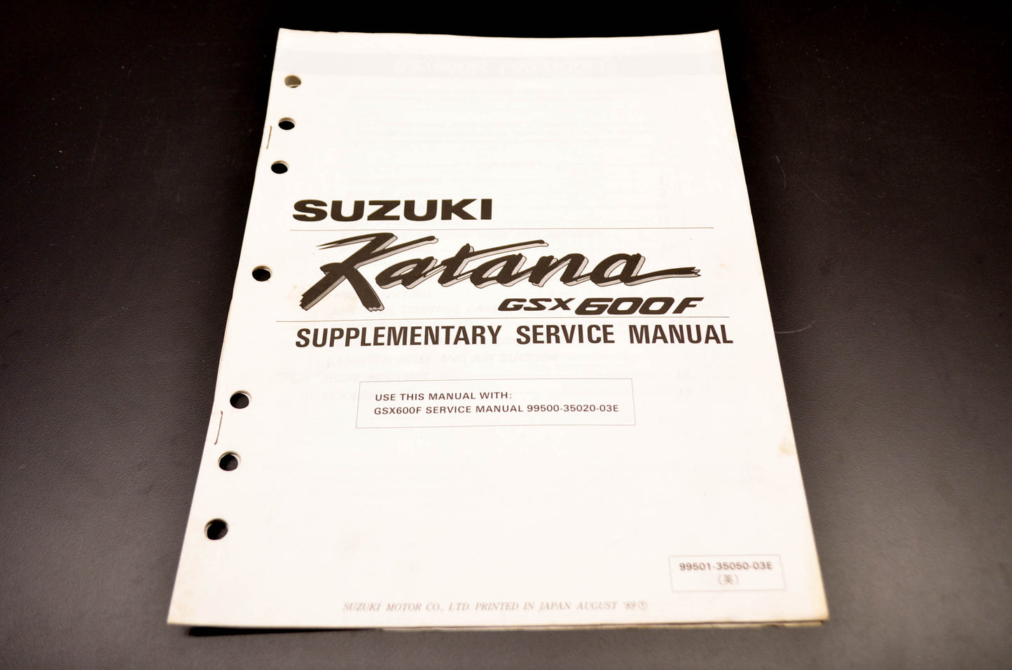 OEM Suzuki 99501-35050-03E Katana GSX600F Supplementary Service Manual
