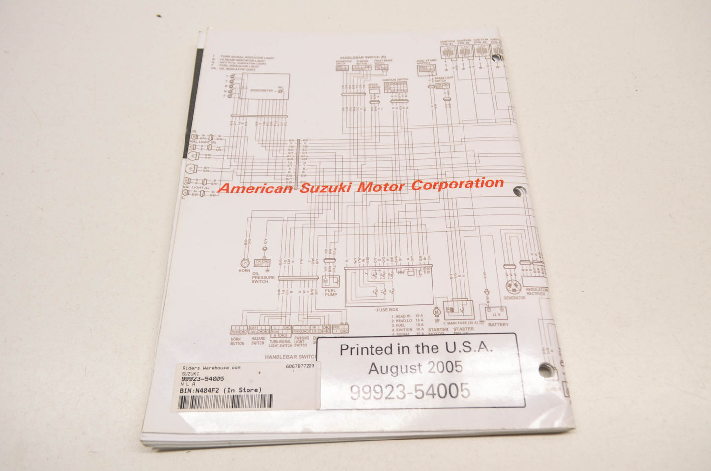 OEM Suzuki 99923-54005 2005 K5 Models Wiring Diagram Manual NOS