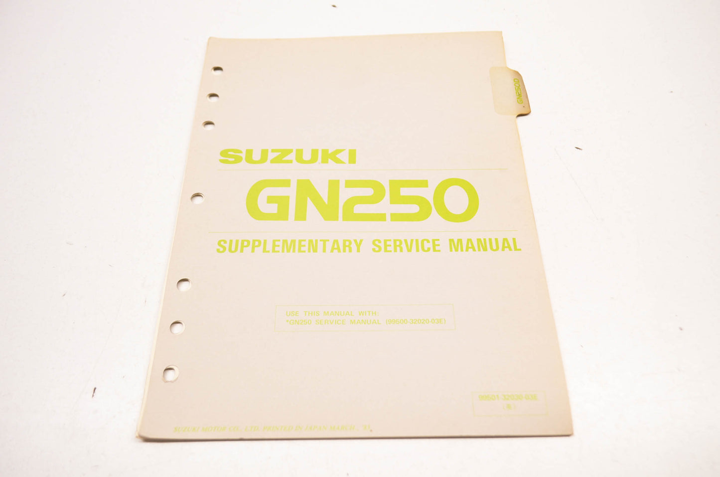 OEM Suzuki 99501-32030-03E GN250 Supplementary Service Manual