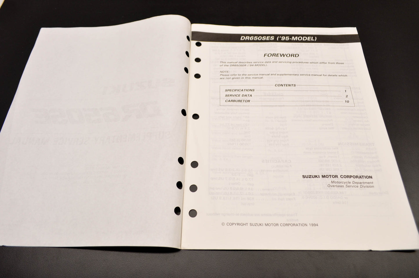 OEM Suzuki 99501-46050-03E DR650S Service Manual