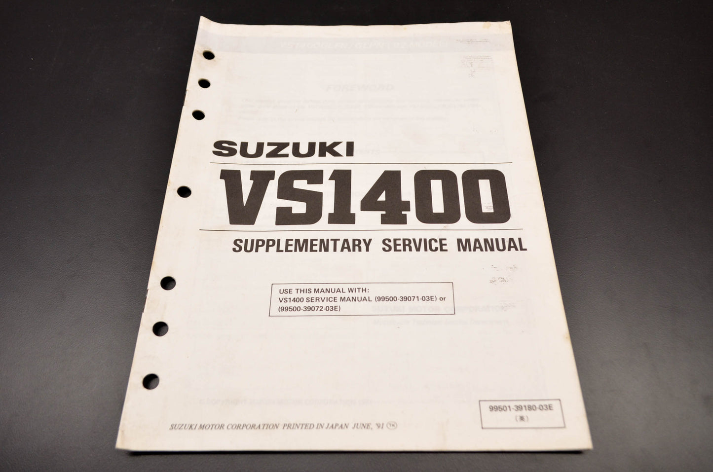 OEM Suzuki 99501-39180-03E VS1400 Supplementary Service Manual