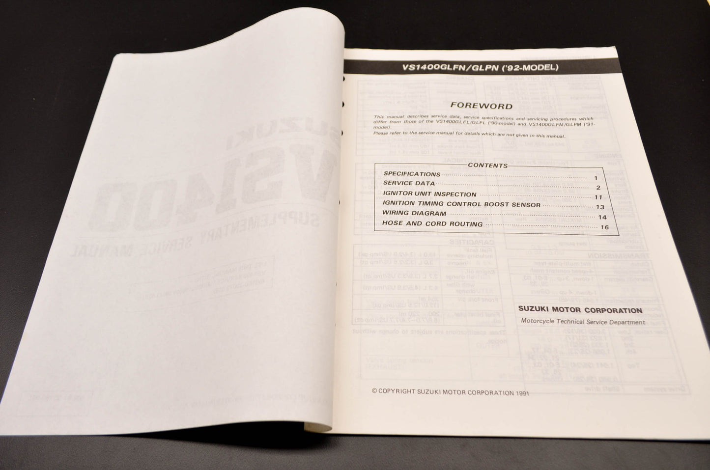 OEM Suzuki 99501-39180-03E VS1400 Supplementary Service Manual