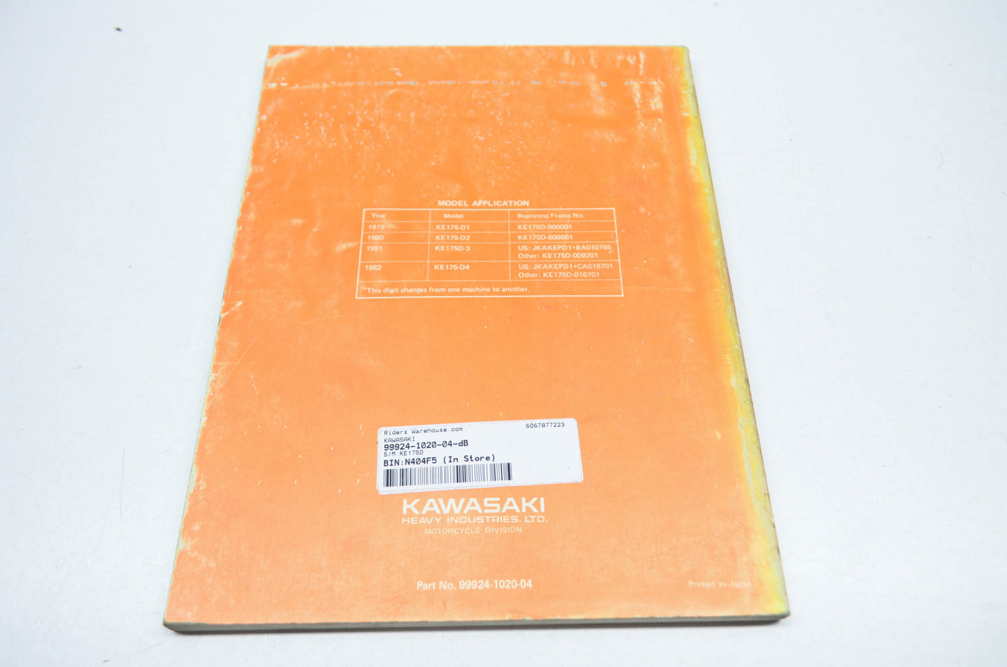 OEM Kawasaki 99924-1020-04 Service Manual KE175D