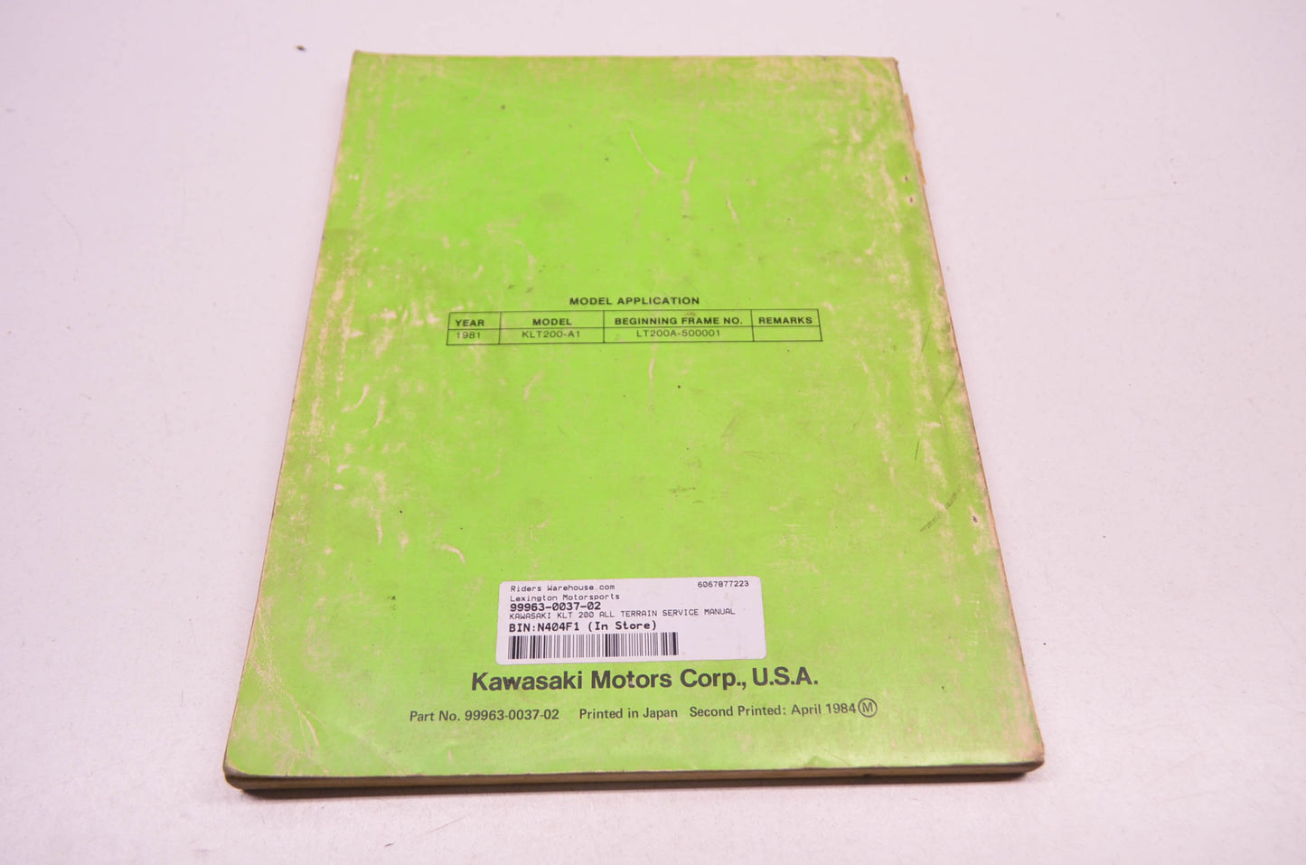 OEM Kawasaki KLT200 Service Manual