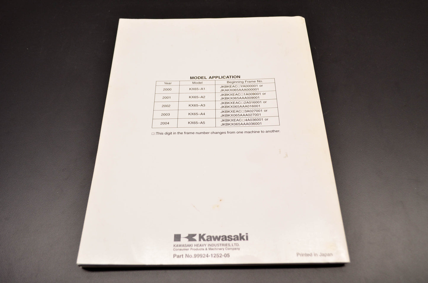 New OEM Kawasaki KX65 Service Manual  NOS